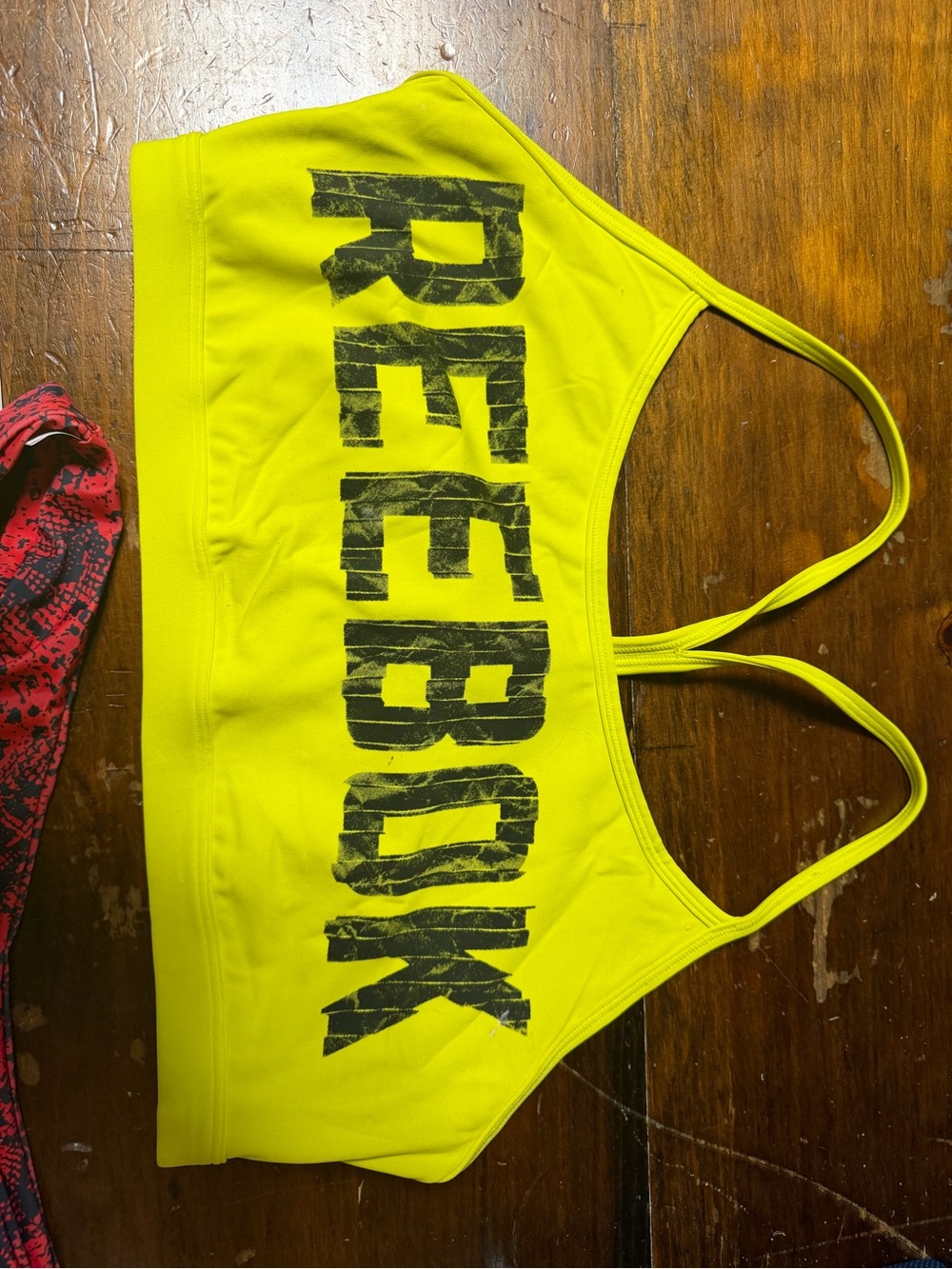 Reebok Neon Yellow Sports Bra with Black Logo